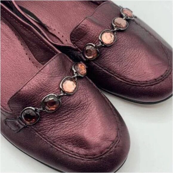 Antonio Melani Women's Maroon Iridescent Loafers Flat w/Rhinestone Detail Size 7 - Picture 11 of 11